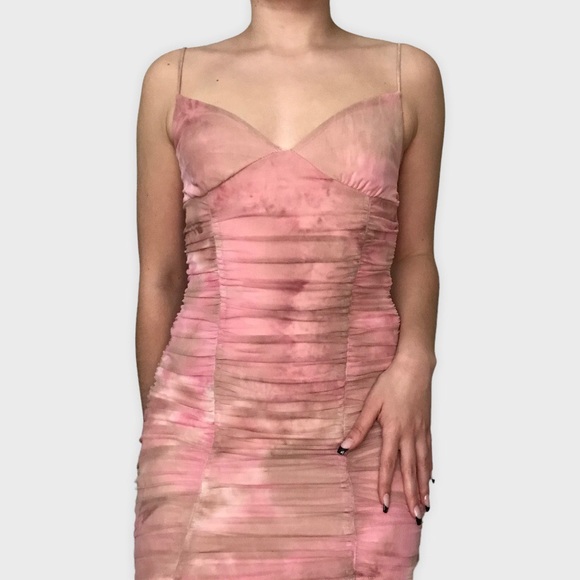 Lucy in the Sky Dresses Lucy In The Sky Pink And Tan Ruched Mini